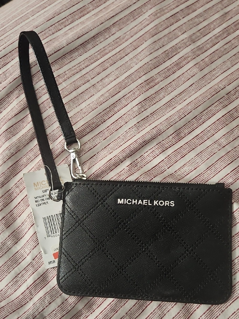 Michael Kors Black Leather Wristlet Card Case